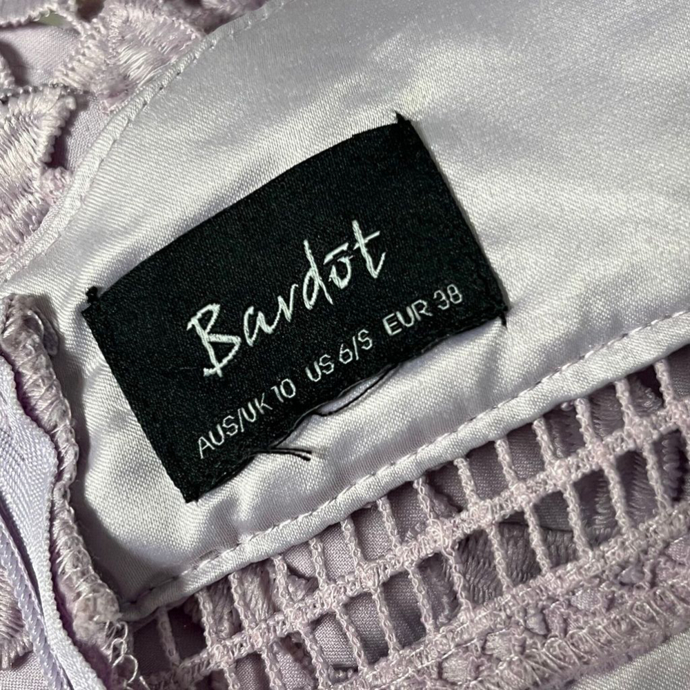 Bardot Purple Lavender Lace Halter Open Back Strappy Dress Size 6 - Picture 8 of 9